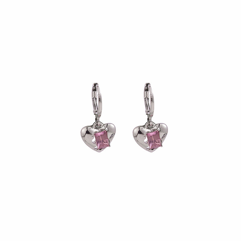 Wholesale Diamond Inlaid Love Alloy Earrings